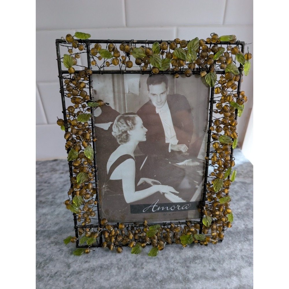 Amora Green Beaded Photo Frame 5X7 Tabletop Picture Frame